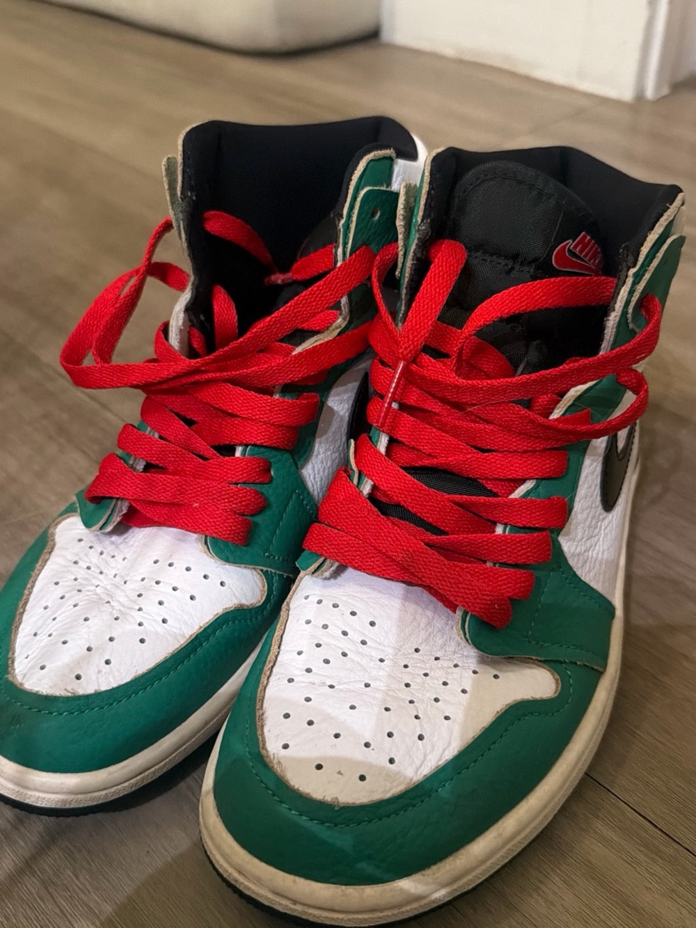 Nike Green, White & Red High-Top Sneakers